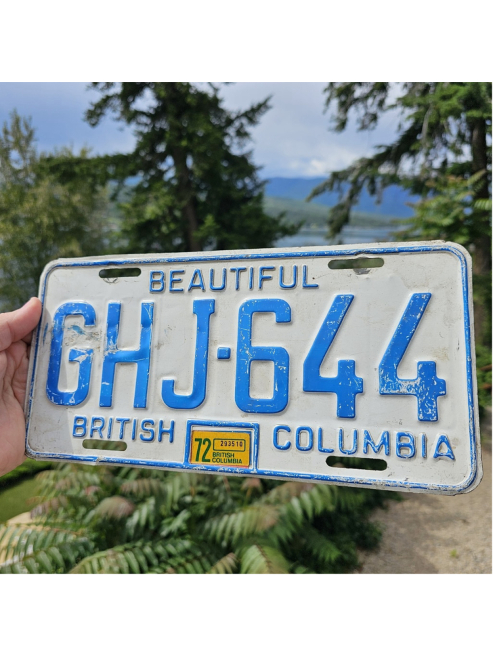 1972 British Columbia License Plate GHJ-644 Vintage BC Canada Beautiful Plate
